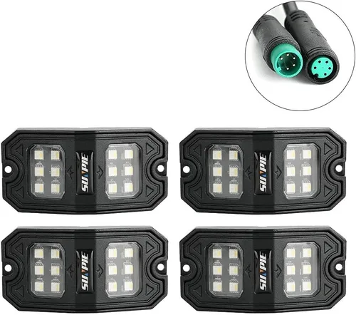 Vista 5 de SUNPIE 4 cápsulas de luces RGBW mejoradas de 210 grados de ángulo amplio con modo APP/voz, modo música, control automático, kit de luces de neón