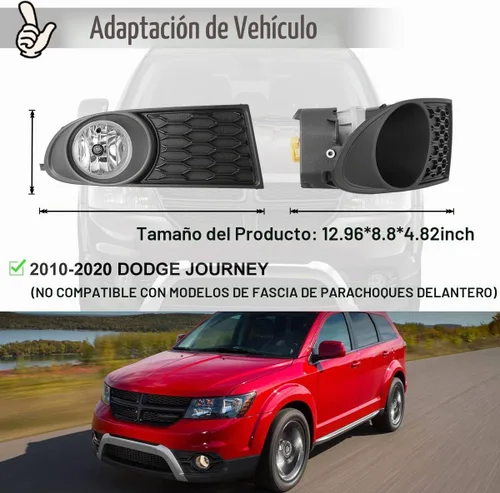 Vista 4 de Juego de luces antiniebla para Dodge Journey 2010-2020 con bombilla + cubierta de bisel negro, montaje de lámparas antiniebla de conducción