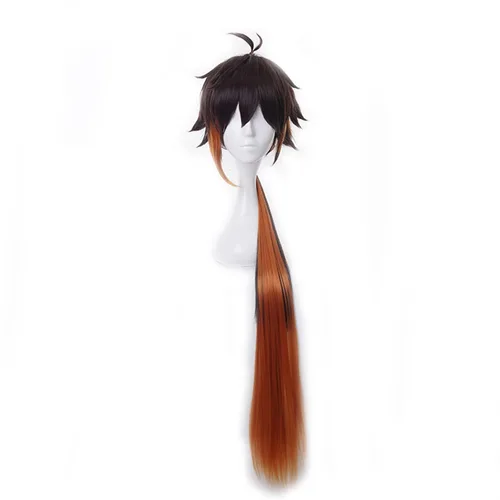 Vista 28 de Peluca para cosplay, disfraz de anime, pelo largo, cabello ondulado negro con flequillo y para mujer, fiesta familiar de Halloween Isolda