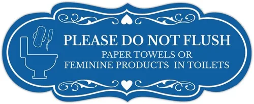 Vista 9 de Designer Please Do Not Flush Toallas de papel o productos femeninos en inodoros (Pad) Letrero (Negro) - Pequeño, 1 paquete