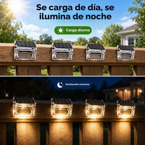 Vista 3 de Qualdout Paquete de 8 luces solares para exteriores, luces solares impermeables para cubierta con lente acrílica transparente, luces solares blancas