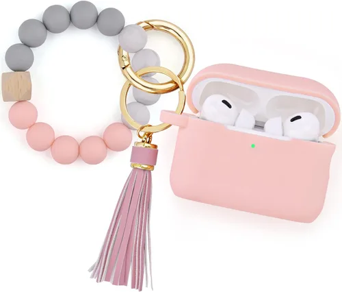 Vista 14 de Filoto - Estuche para AirPods Pro de 2ª generación 2022, funda protectora de silicona bonita con llavero de pulsera y accesorios para Apple AirPods