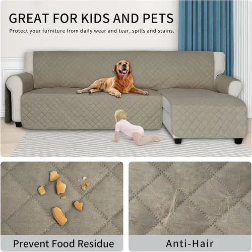 Vista 4 de ISSUNTEX - Fundas de sofá seccional para perros, funda reversible en forma de L para sofá, protector de chaise lounge resistente al agua