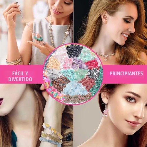 Vista 5 de Xmada Kit de suministros para hacer joyas, 1587 piezas, cuentas de cristal, alicates de joyería, alambre de cuentas, ganchos para aretes, anillos