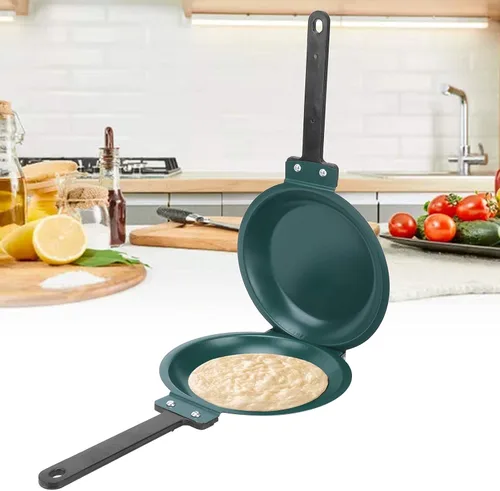 Vista 7 de Sartén para hornear, sartén plegable de acero de doble cara, sartén antiadherente para panqueques para estufa de gas, cocina de inducción