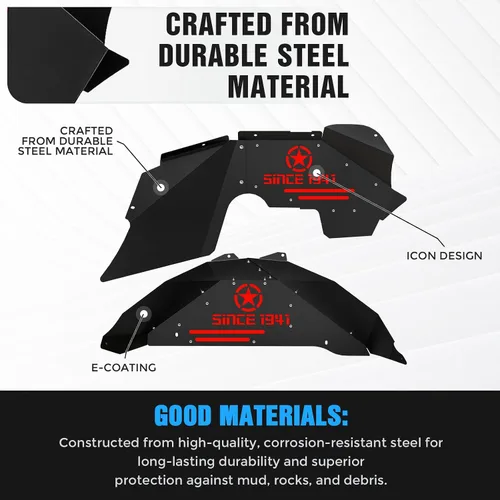 Vista 6 de YZONA - Forros de guardabarros interiores delanteros y traseros compatibles con Jeep Wrangler JK y JKU Unlimited 2007-2018 (2/4 puertas), cubiertas