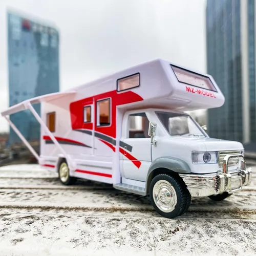 Vista 7 de BDTCTK Escala 1:28 DIY Autocaravana de lujo DIE-CAST Modelo de coche, aleación de zinc, vehículos de tracción fundidos a presión juguetes para niños