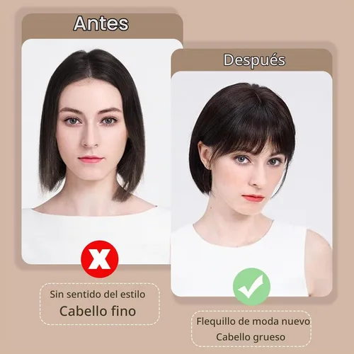 Vista 5 de 2 piezas de flequillo con clip de cabello humano real, flequillo falso con clip para el cabello para mujeres, flequillo tenue curvado con postizos
