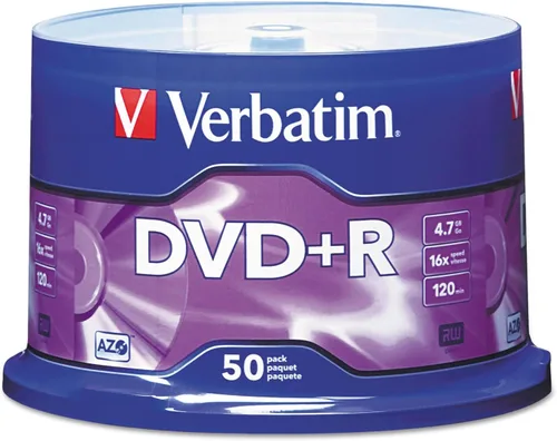 Vista 3 de Verbatim Discos DVD+R en Blanco Tinta AZO 4.7GB 16X Discos Grabables - Paquete de 25 Discos