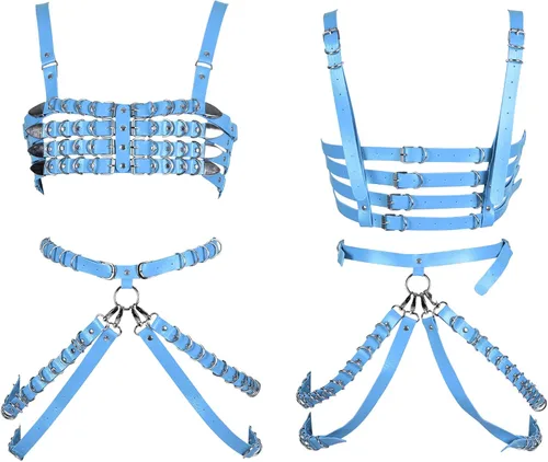 Vista 2 de Conjunto de liguero de cuero para mujer, estilo punk, gótico, baile, carnaval, accesorios para disfraz
