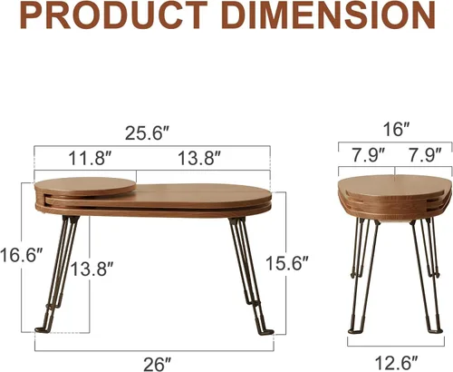 Vista 2 de Muwuele Mesa de centro pequeña de madera maciza, diseño de escarabajo, montaje completo, mesa de centro plegable para espacios pequeños, mesa