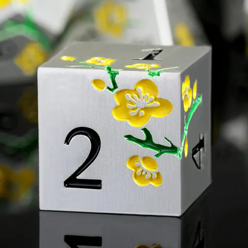 Vista 31 de DNDND - Dados de diseño antiguo, 7 dados de metal de latón con caja de metal para juegos de mesa como Dungeons and Dragons