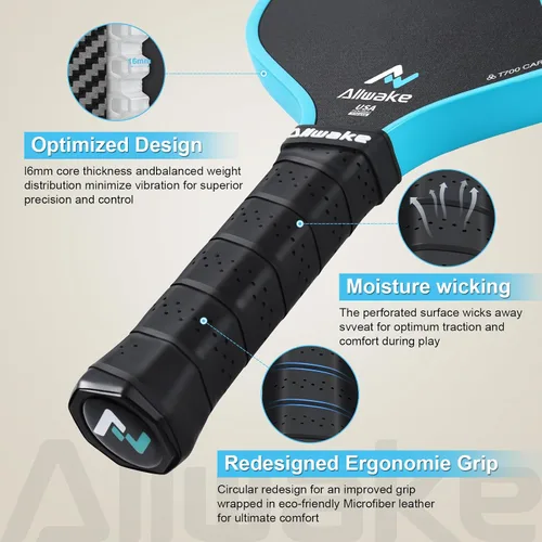 Vista 3 de T700 Carbon Fiber Pickleball Paddles - USAPA Approved 8.0oz Lightweight Design Honeycomb Polymer Core for Control & Power Textured Surface +