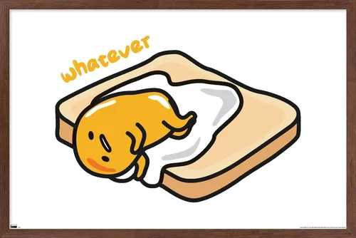 Vista 10 de Trends International Gudetama - Póster de pared Whatever (22.4 pulgadas de largo x 14.7 pulgadas), versión enmarcada en madera de granero Versión
