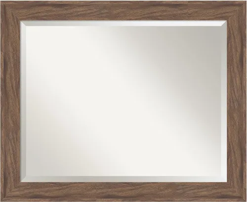 Vista 43 de Amanti Art Espejo de baño marrón para sobre lavabo, espejo rectangular de 24x20 Caleb Brown para tocador, marco rústico pequeño de estilo campestre