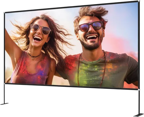 Vista 9 de VEVOR Pantalla de cine para exteriores con soporte, pantalla de película portátil de 150 pulgadas, pantalla de proyector de gran angular HD 16:9