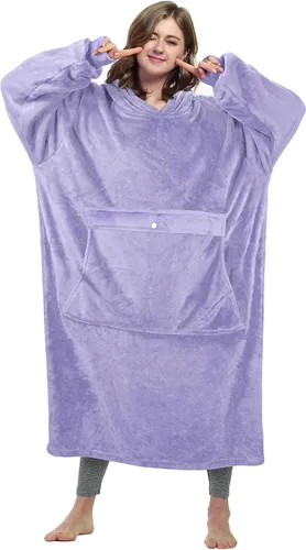 Vista 9 de Catalonia - Sudadera gigante tipo manta con capucha, sudadera con forro polar y bolsillo frontal grande, para adultos, hombres, mujeres