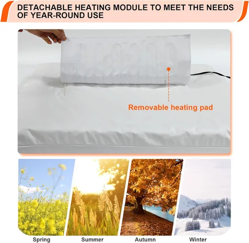 Vista 7 de Cama térmica mejorada para perros con área de calefacción ampliada, cama ortopédica para perros con artritis de voltaje seguro de 12 V con espuma