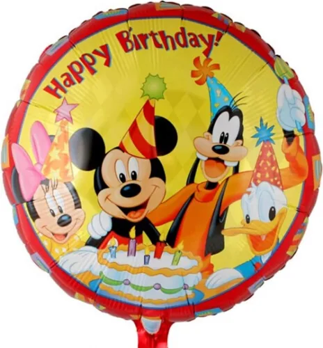 Vista 5 de Globos de fiesta de cumpleaños de Mickey Mouse – Juego de 4 globos temáticos de Micky Mouse en varios estilos para un ramo de cumpleaños especial