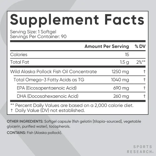 Vista 3 de Sports Research® Paquete de suplementos: cápsulas de monohidrato de creatina + aceite de pescado Omega 3 de triple fuerza + péptidos de colágeno