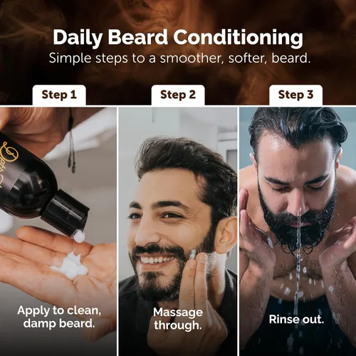 Vista 6 de Detroit Grooming Co. Acondicionador de barba con extracto de manzana y aloe vera, suavizante, desenredante e hidratante para barba, edición negra