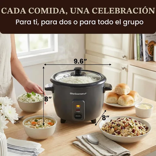 Vista 7 de Elite Gourmet ERC6GC - Arrocera de cerámica, sin PFAS, antiadherente, color Gris oscuro