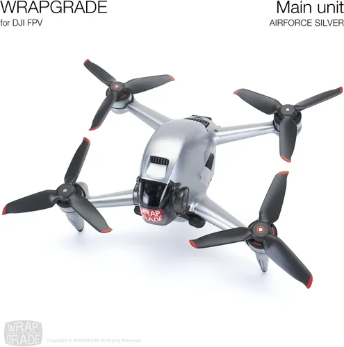 Vista 6 de WRAPGRADE Piel compatible con DJI FPV Envoltura completa (Airforce Silver)
