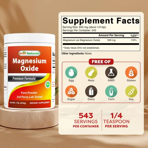 Vista 2 de Best Naturals Polvo de óxido de magnesio puro 1 libra