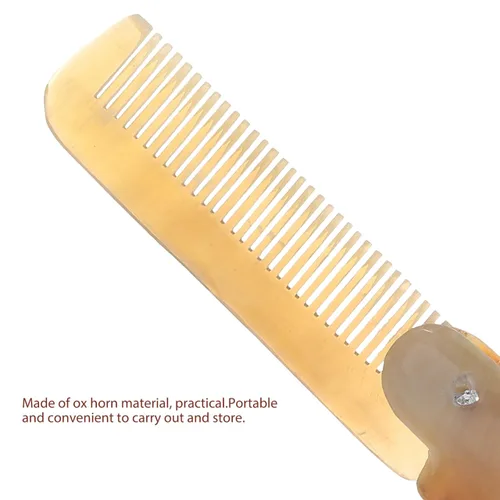 Vista 7 de Peine de pelo plegable de bolsillo con cuerno de buey, peine portátil antiestático, evita la pérdida de cabello, para mujeres, hombres, viajes, uso