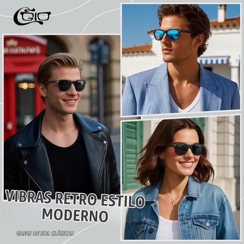 Vista 2 de CGID Gafas de sol polarizadas retro para hombres y mujeres, ligeras, negras, UV400, conducción, pesca, golf A00 Negro Gris