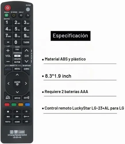 Vista 5 de Mando a distancia universal para televisores inteligentes LG. Garantía de 1 año. Rojo
