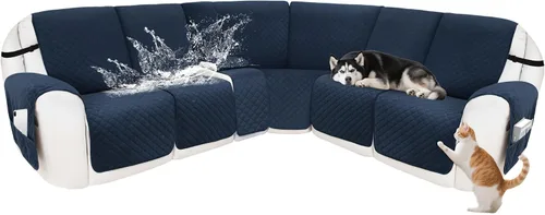 Vista 55 de Fundas para sofá modular reclinable, de terciopelo en forma de L, funda de consola central para perros y mascotas, lavable antideslizante, 1 funda
