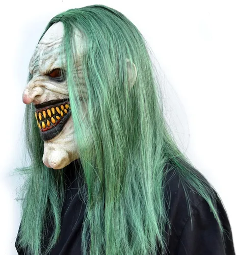 Vista 3 de Acid Tactical Máscara de payaso de Halloween con pelo para fiesta de disfraces Cosplay payaso Jokester