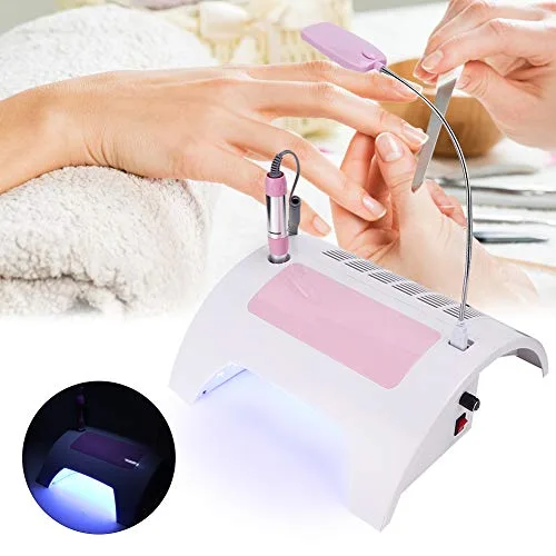 Vista 8 de Colector de polvo de uñas 5 en 1 con taladro, máquina eléctrica multifuncional para taladro de uñas con colector de polvo, lámpara de escritorio