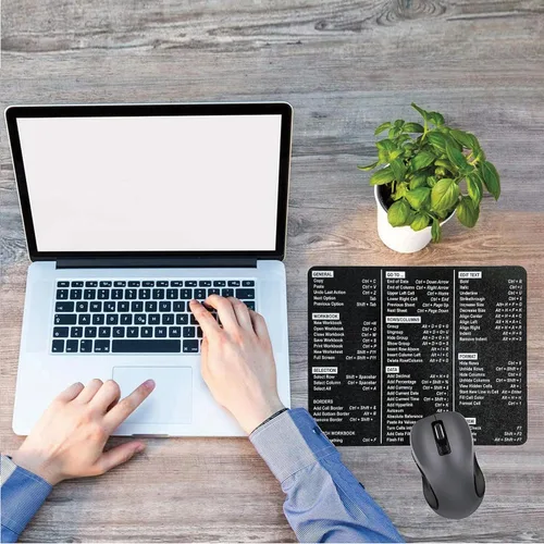 Vista 2 de Monilee - Alfombrilla para mouse con estampado negro sólido, calidad premium, para uso diario Increase your productivity: Our Excel Shortcuts