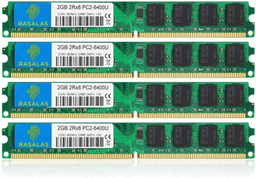 Vista 13 de Rasalas DDR2 4 GB Kit (2 x 2 GB) PC2-5300 667MHz RAM - PC2-5300U Udimm 2RX8 1.8V CL5 240 pines no ECC memoria de computadora de escritorio sin búfer