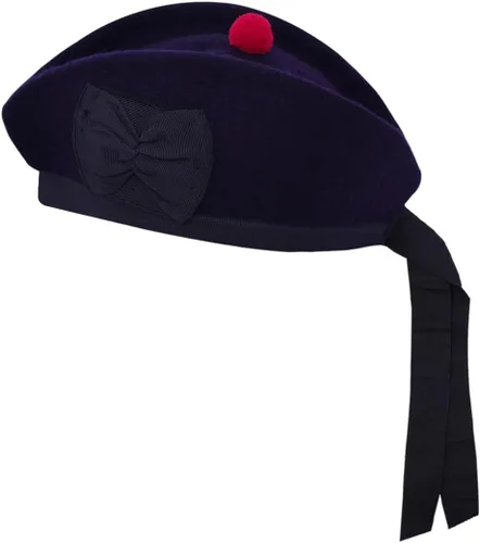 Vista 5 de Gorra Glengarry - Sombrero escocés tradicional, 100% lana, lana acrílica tartán, accesorios para kilts/gaitas, cinta de algodón de poliéster Negro