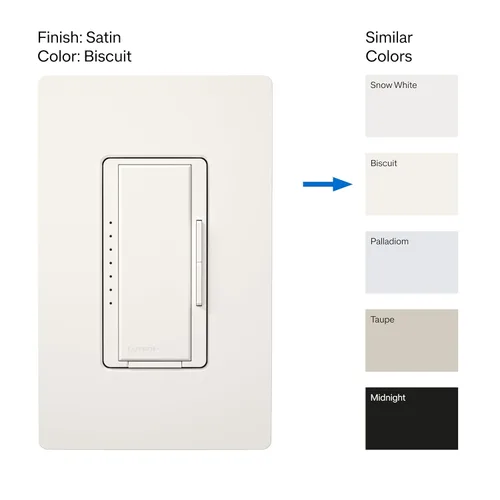 Vista 3 de Lutron - Interruptor de atenuación Maestro LED+ para bombillas LED regulables, halógenas e incandescentes, 150 W/unifolar o multiubicación, Biscuit