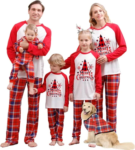 Vista 29 de OAKFashion Conjuntos de Pijamas Familiares de Navidad, Pijamas Familiares a Juego de Navidad Ropa de Dormir Pjs