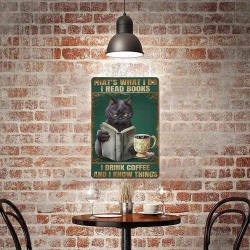 Vista 6 de AMOGHASIDDHI Cartel de metal con diseño de gato negro con consejos divertidos de animales, póster de metal vintage de aluminio de 8 x 12 pulgadas
