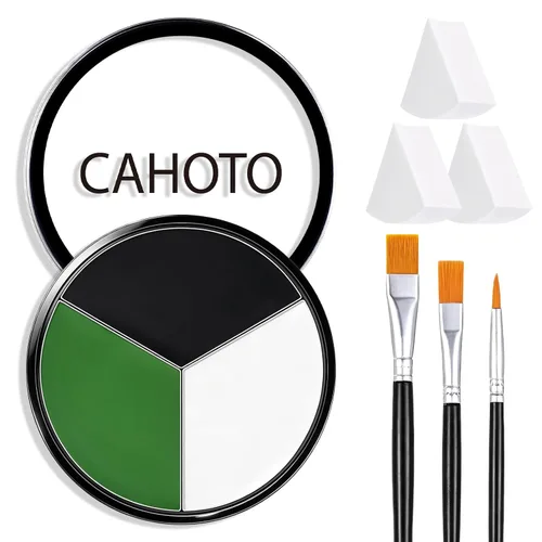 Vista 9 de Negro Blanco Gris 3 Colores Cara Cuerpo Pintura Con Esponja Y