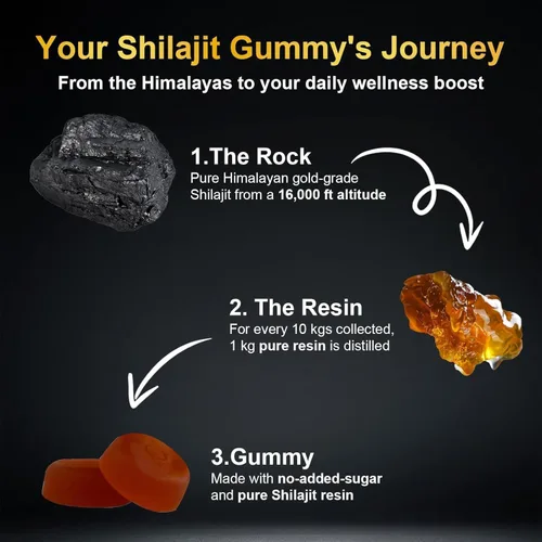 Vista 4 de Vitacore - Gomitas Shilajit del Himalaya para hombres y mujeres, impulso energético de oro puro, más de 85 minerales traza y ácido fúlvico, sin