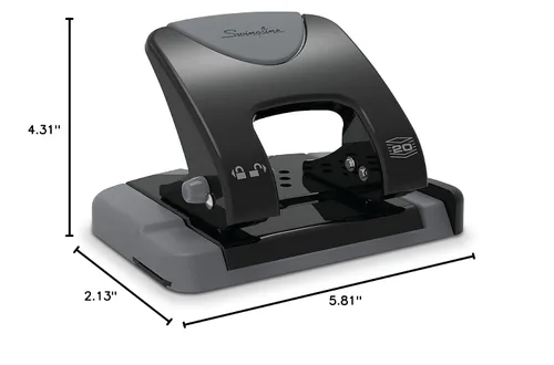 Vista 9 de Swingline - Perforadora de 2 agujeros, perforadora de 20 hojas, perforadora de papel, mango de confort de bajo esfuerzo SmartTouch, guía