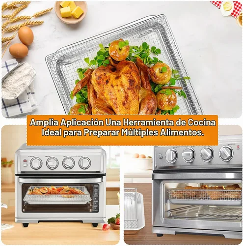 Vista 4 de Bandeja de acero inoxidable para hornear compatible con Cuisinart Airfryer TOA-060 y TOA-065 (bandeja de 2 piezas)
