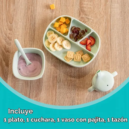 Vista 7 de NUK Cuencos de succión de silicona para bebés, función de succión que ayuda a reducir derrames, aptos para microondas y lavavajillas, sin BPA Verde
