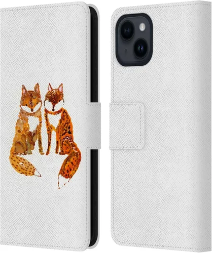 Vista 14 de Head Case Designs Officially Licensed Wyanne Blue Watercolour Bear Animals 2 Leather Wallet Case Compatible with Apple iPhone 15