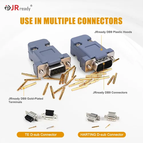 Vista 4 de JRready ST6239 Terminal de placa de oro DB9 Conector pin barrle 205089-1 y 205090-1 D-SUB Conector de crimpado contacts30 Pin y 30 zócalo