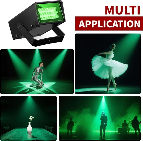 Vista 5 de Luces estroboscópicas LED verdes ajustables con control de velocidad para escenario, luces estroboscópicas de baile con 24 LED superbrillantes