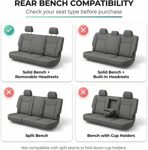 Vista 2 de FH Group Funda para Asiento de Coche para Asiento Trasero de Tela - Ajuste Universal para Coches con Banco Sólido, Protector de Asiento de Coche
