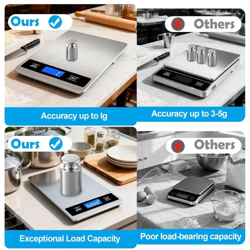 Vista 2 de Báscula digital de alimentos de 33 libras, báscula digital de cocina, gramos y onzas para pérdida de peso, hornear, cocinar, Keto y preparación